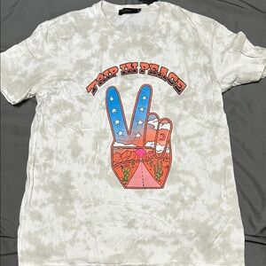 Junk Food Clothing Tie-Dye Peace Sign Tee - White and Orange